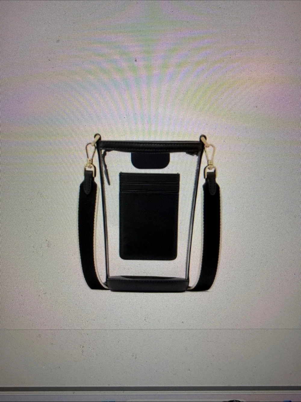 kate spade Clear Crossbody Phone Case with Black Trim and Gold Hardware